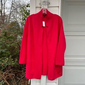 NWT Talbots Gorgeous Raspberry Pink Open Long Cardigan With Pockets